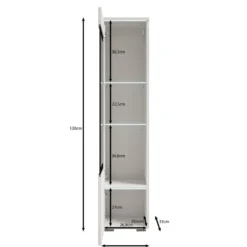 Meubella - Verity - Vitrinekast met LED - Wit - 30x33x130 cm