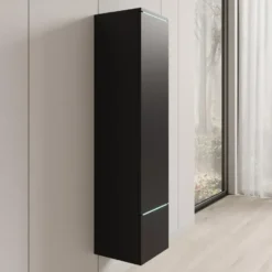 Meubella - Verity - Vitrinekast met LED - Zwart - 30x33x130 cm