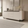 Meubella - Vexon - Dressoir met lades - Beige/Zwart - 205x45x78 cm