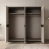 Meubella - Vexon - Kledingkast 4 deuren - Beige/Zwart - 240x63x214 cm