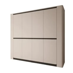 Meubella - Vexon - Kledingkast 4 deuren - Beige/Zwart - 240x63x214 cm