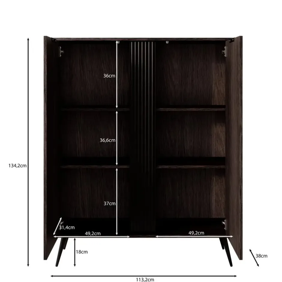 Meubella - Victoria - Dressoir - Donker eiken - 113x38x134 cm