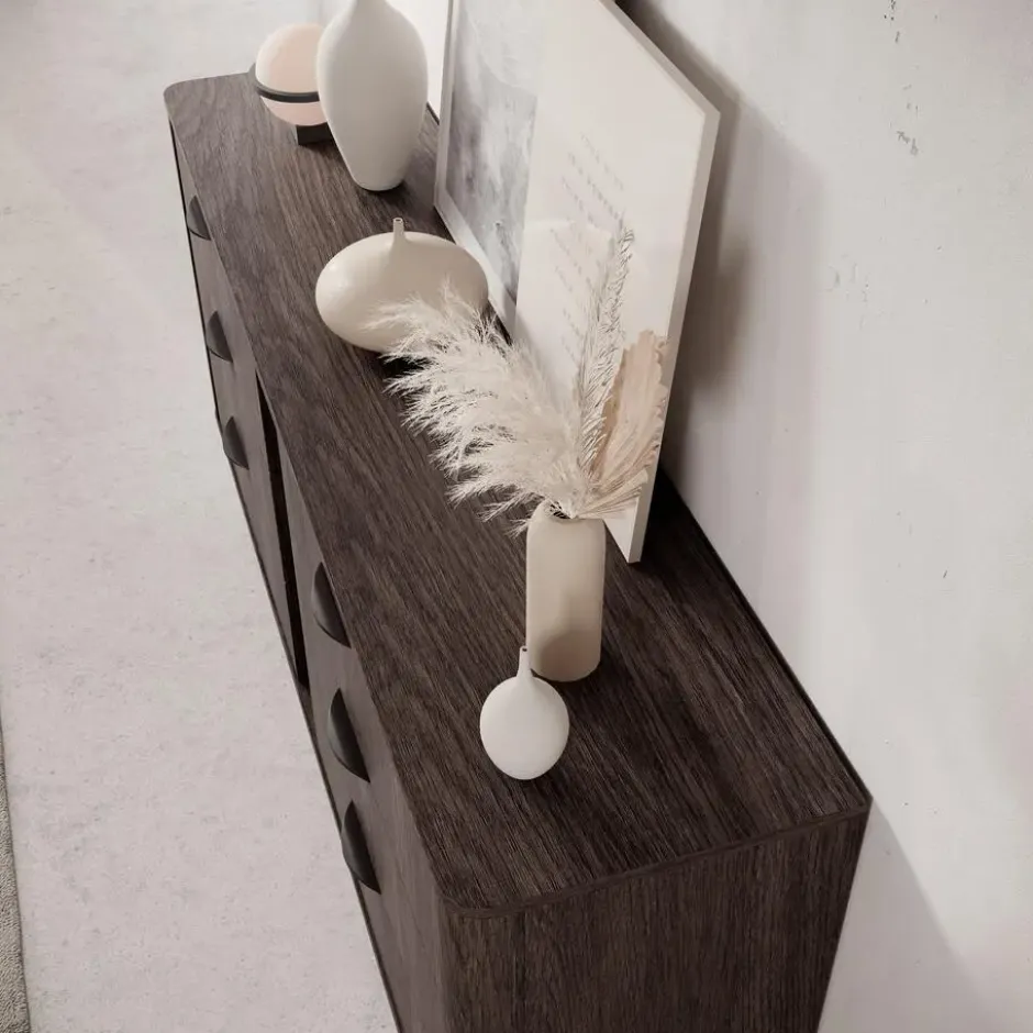 Meubella - Victoria - Ladekast - Donker eiken - 163x38x81 cm