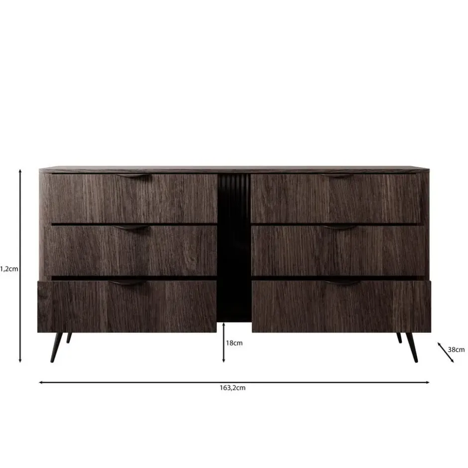 Meubella - Victoria - Ladekast - Donker eiken - 163x38x81 cm