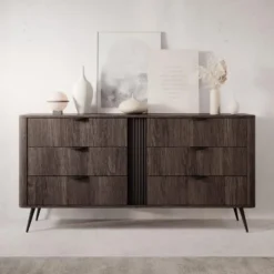 Meubella - Victoria - Ladekast - Donker eiken - 163x38x81 cm