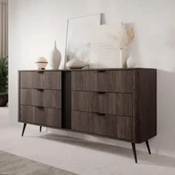 Meubella - Victoria - Ladekast - Donker eiken - 163x38x81 cm