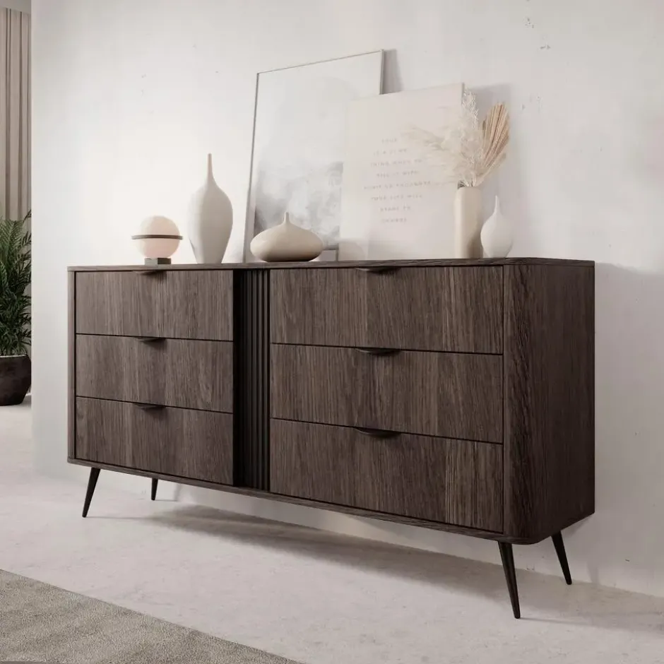 Meubella - Victoria - Ladekast - Donker eiken - 163x38x81 cm