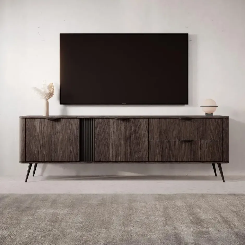 Meubella - Victoria - TV-Meubel - Donker eiken - 195 cm
