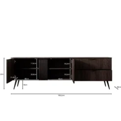 Meubella - Victoria - TV-Meubel - Donker eiken - 195 cm