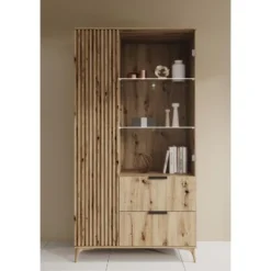 Meubella - Vitrinekast Evy - Eiken - 100 cm