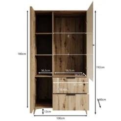Meubella - Vitrinekast Evy - Eiken - 100 cm