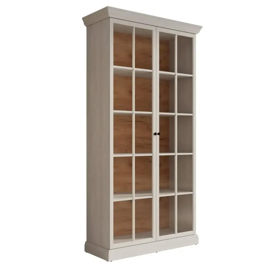 Meubella - Vitrinekast Leroy - Wit eiken - 102 cm