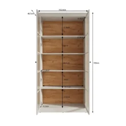 Meubella - Vitrinekast Leroy - Wit eiken - 102 cm