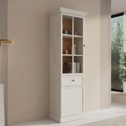 Meubella - Vitrinekast Leroy - Wit eiken - 63 cm