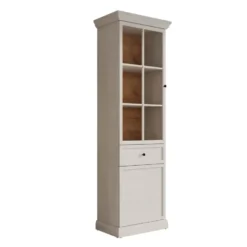 Meubella - Vitrinekast Leroy - Wit eiken - 63 cm