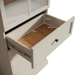Meubella - Vitrinekast Leroy - Wit eiken - 63 cm