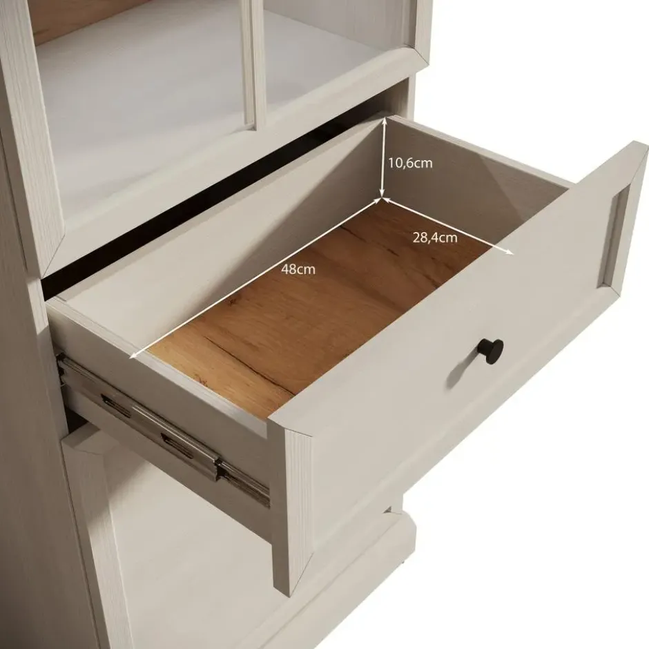 Meubella - Vitrinekast Leroy - Wit eiken - 63 cm