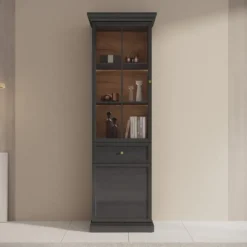 Meubella - Vitrinekast Leroy - Zwart eiken - 63 cm