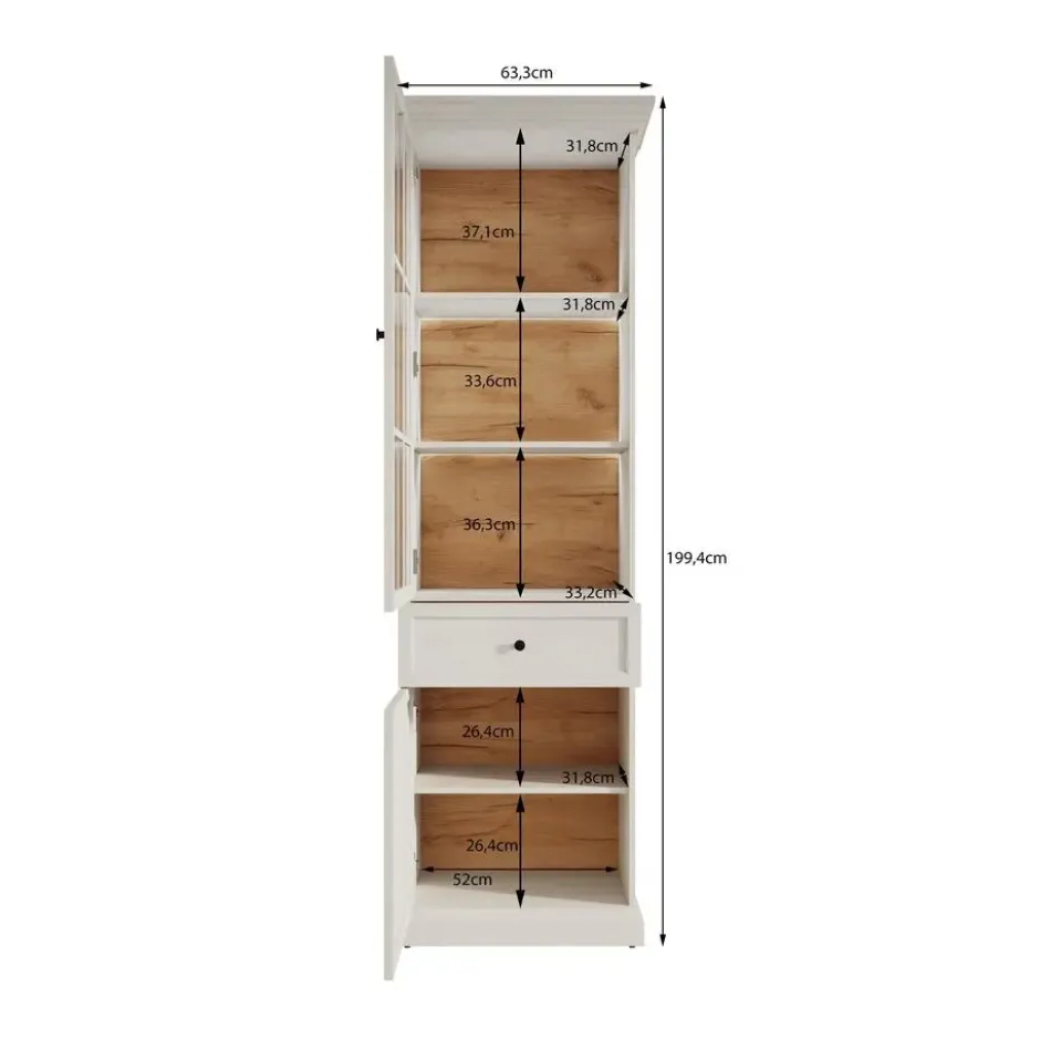 Meubella - Vitrinekast Leroy - Zwart eiken - 63 cm