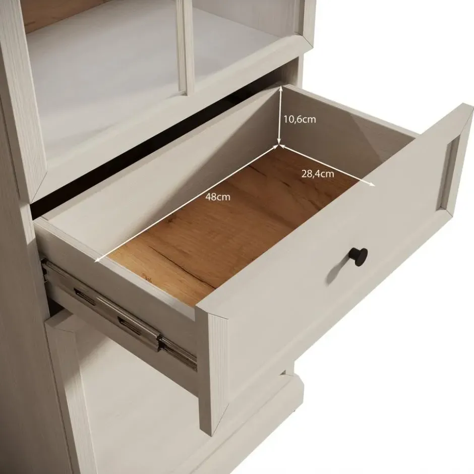 Meubella - Vitrinekast Leroy - Zwart eiken - 63 cm