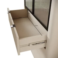 Meubella - Vitrinekast Mace - Beige - 90 cm - Met glas