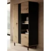 Meubella - Vitrinekast Marcos - Eiken - Antraciet - 90 cm