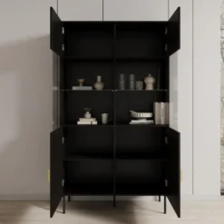 Meubella - Vitrinekast Monor - Zwart eiken - 107 cm