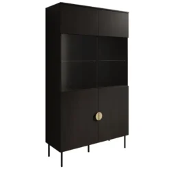 Meubella - Vitrinekast Monor - Zwart eiken - 107 cm