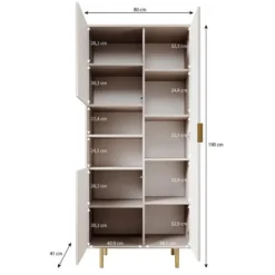 Meubella - Vitrinekast Nicola - Mat zwart - 80 cm
