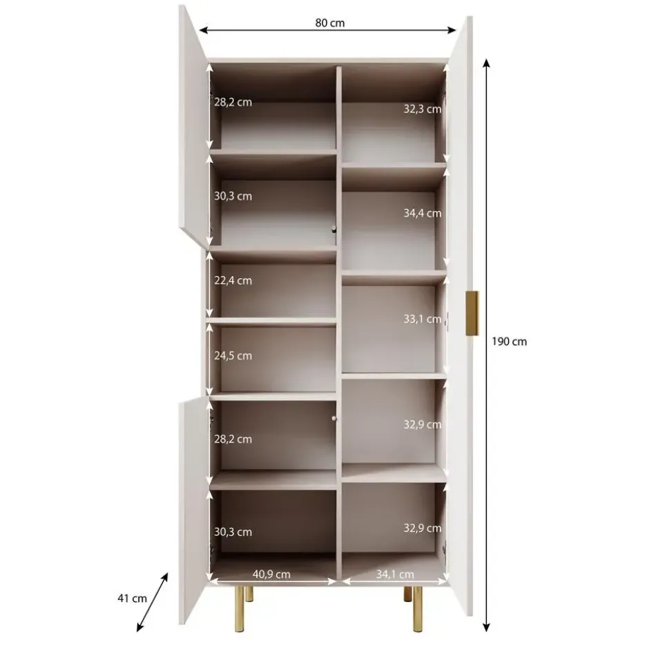 Meubella - Vitrinekast Nicola - Mat zwart - 80 cm