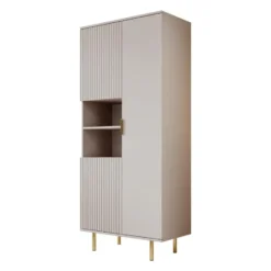 Meubella - Vitrinekast Nicola - Beige - 80 cm