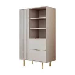 Meubella - Vitrinekast Nicola - Beige - 80 cm - Laag