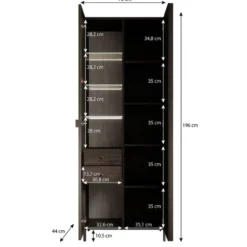 Meubella - Vitrinekast Paz - Donkerbruin eiken - 73 cm