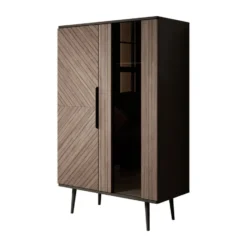 Meubella - Vitrinekast Pedro - Donker eiken - Zwart eiken - 90 cm