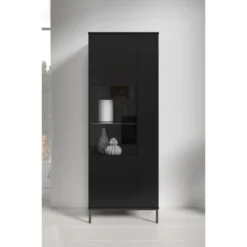 Meubella - Vitrinekast Queen - Mat Zwart - 70 cm