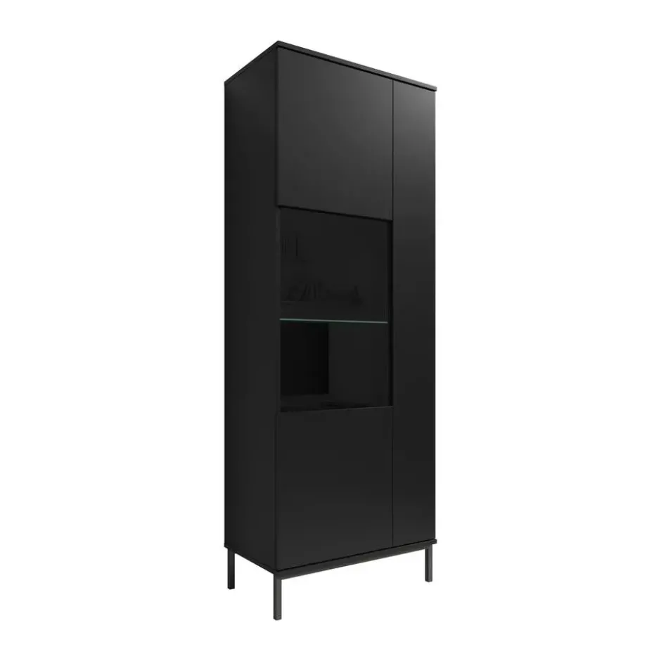 Meubella - Vitrinekast Queen - Mat Zwart - 70 cm