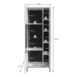 Meubella - Vitrinekast Queen - Mat Zwart - 70 cm
