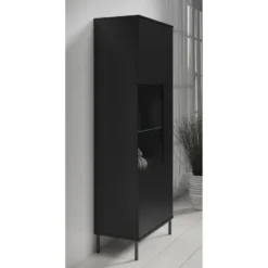 Meubella - Vitrinekast Queen - Mat Zwart - 70 cm