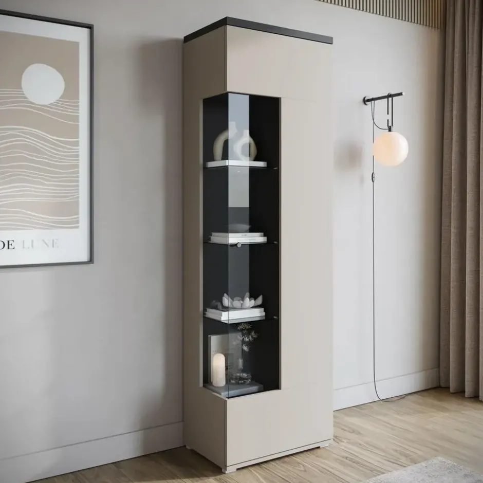 Meubella - Vitrinekast Sekai - Beige - 55 cm