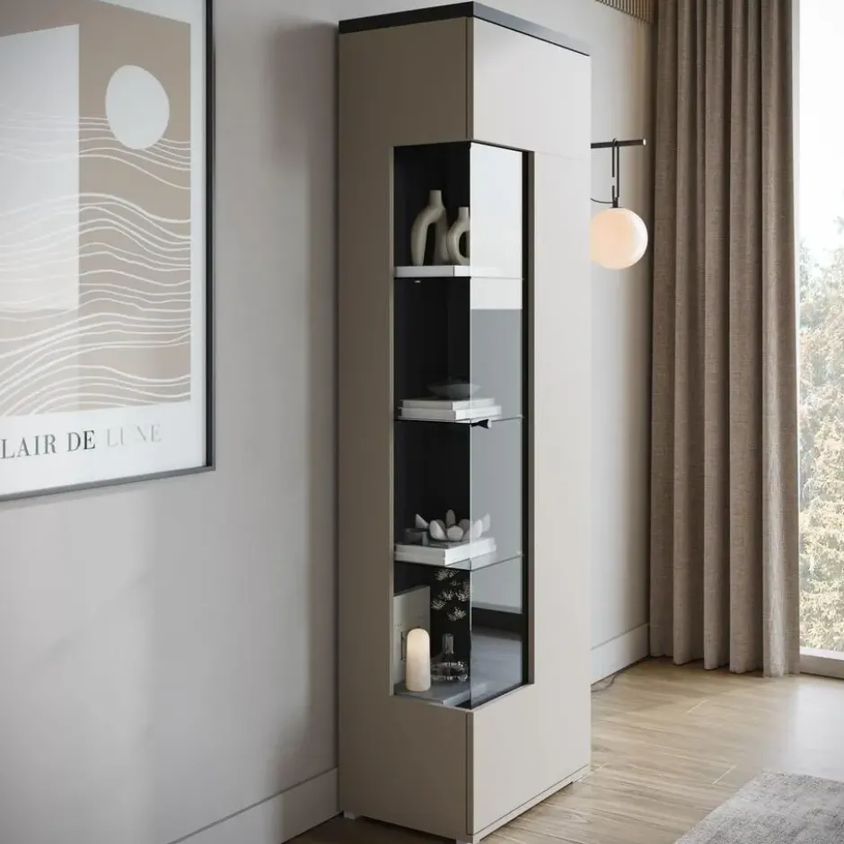 Meubella - Vitrinekast Sekai - Beige - 55 cm
