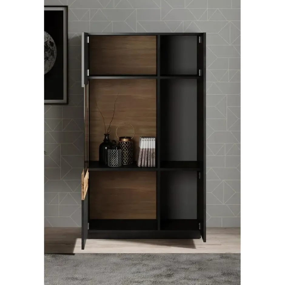 Meubella - Vitrinekast Sublime - Grijs - Eiken - 80 cm - Laag