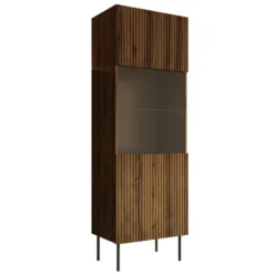 Meubella - Vitrinekast Tartagal - Donkerbruin eiken - 60 cm