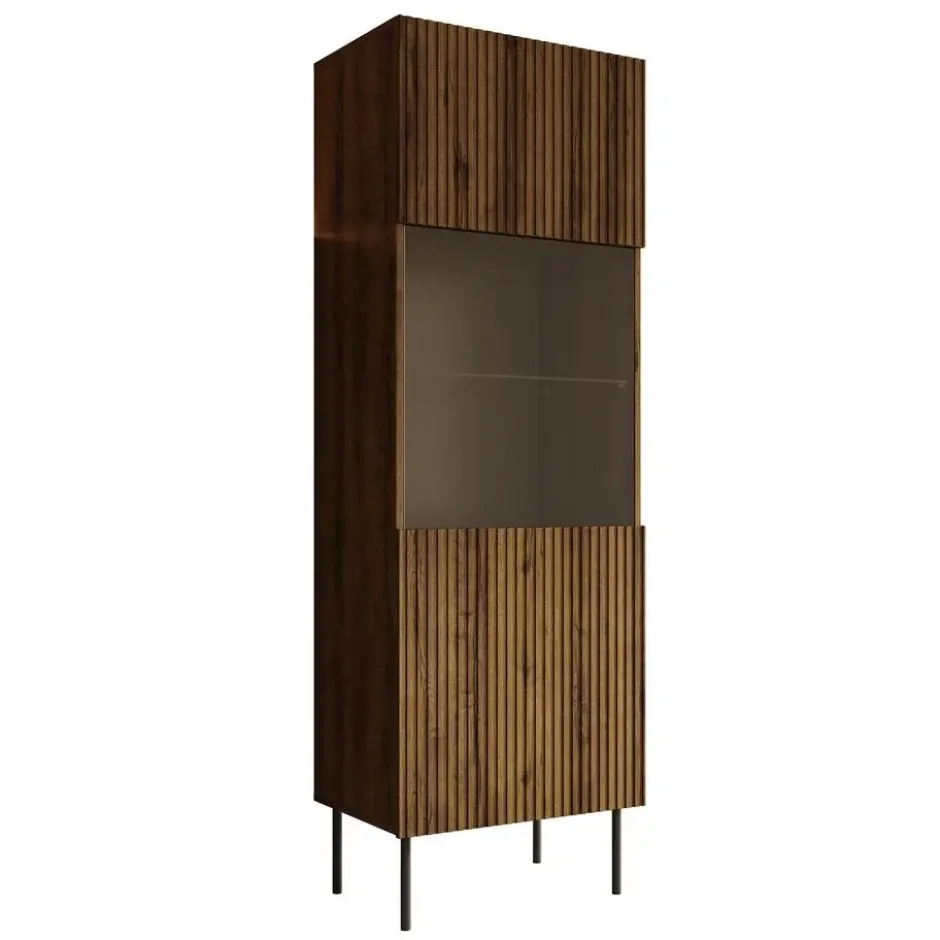 Meubella - Vitrinekast Tartagal - Donkerbruin eiken - 60 cm