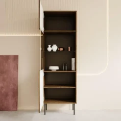 Meubella - Vitrinekast Tartagal - Donkerbruin eiken - 60 cm