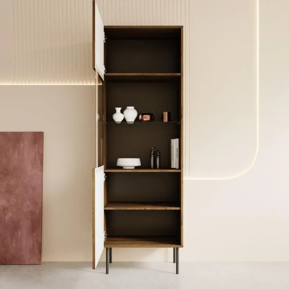 Meubella - Vitrinekast Tartagal - Donkerbruin eiken - 60 cm