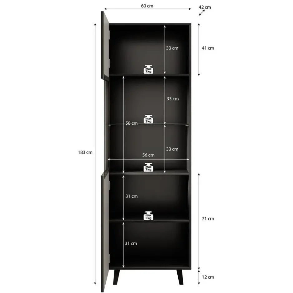 Meubella - Vitrinekast Vintar - Eiken - 60 cm