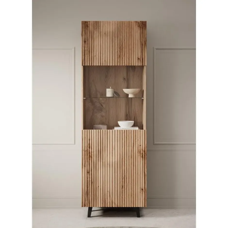 Meubella - Vitrinekast Vintar - Eiken - 60 cm