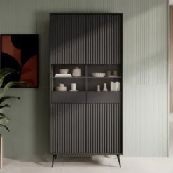 Meubella - Vitrinekast Winq - Antraciet - 90 cm