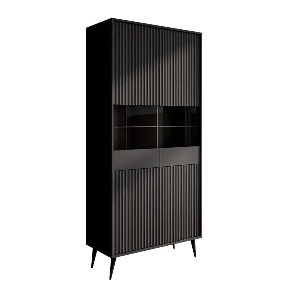 Meubella - Vitrinekast Winq - Antraciet - 90 cm