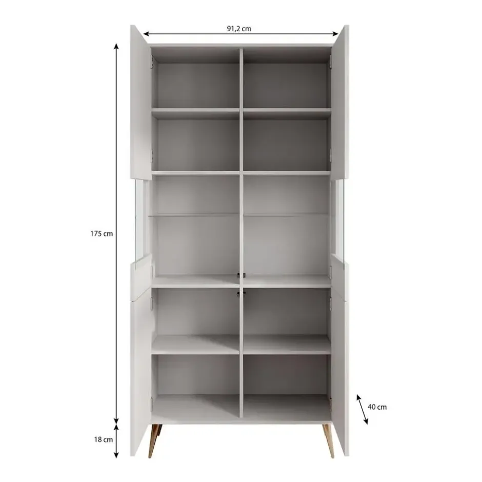 Meubella - Vitrinekast Winq - Antraciet - 90 cm